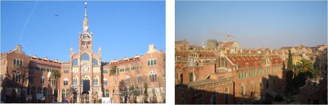 Fachada Hospital Sant Pau y vista desde el balcón