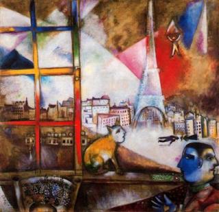 París a través de la ventana - Marc Chagall 1913 Solomon R. Museo Guggenheim, Nueva York. 